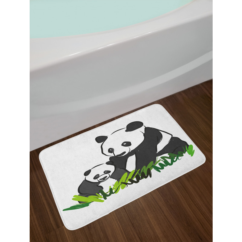 Panda Bear Family Bambu Bath Mat