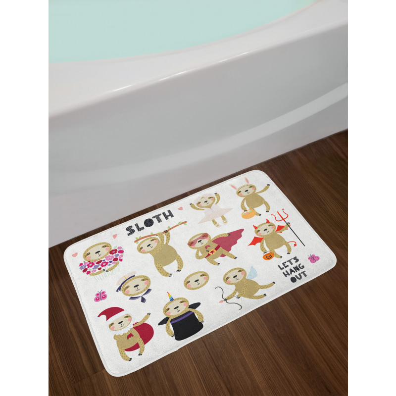 Lazy Animal Flowers Bath Mat