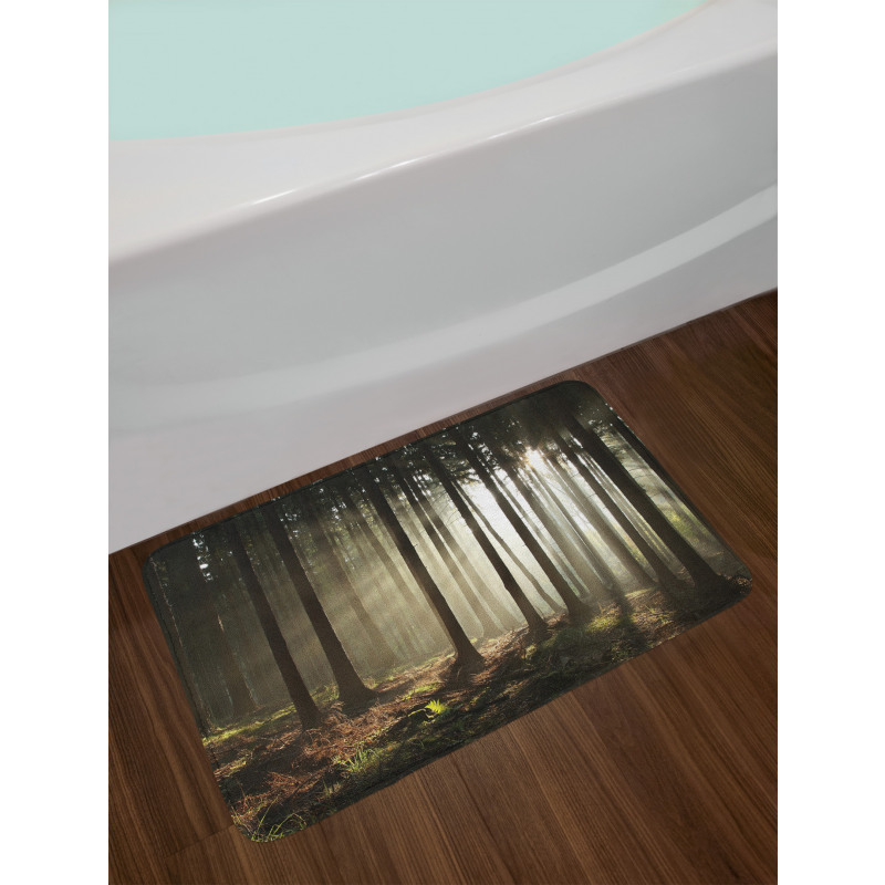 Morning Forest Scenery Bath Mat