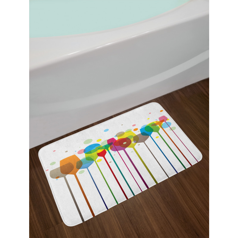 Wine Colorful Glasses Bath Mat