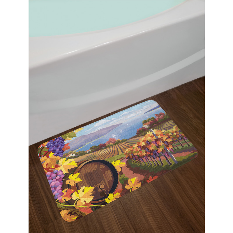 Cartoon Vineyard Grapes Bath Mat