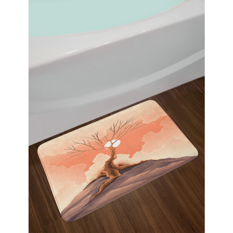 Lonely Tree on Cliff Bath Mat