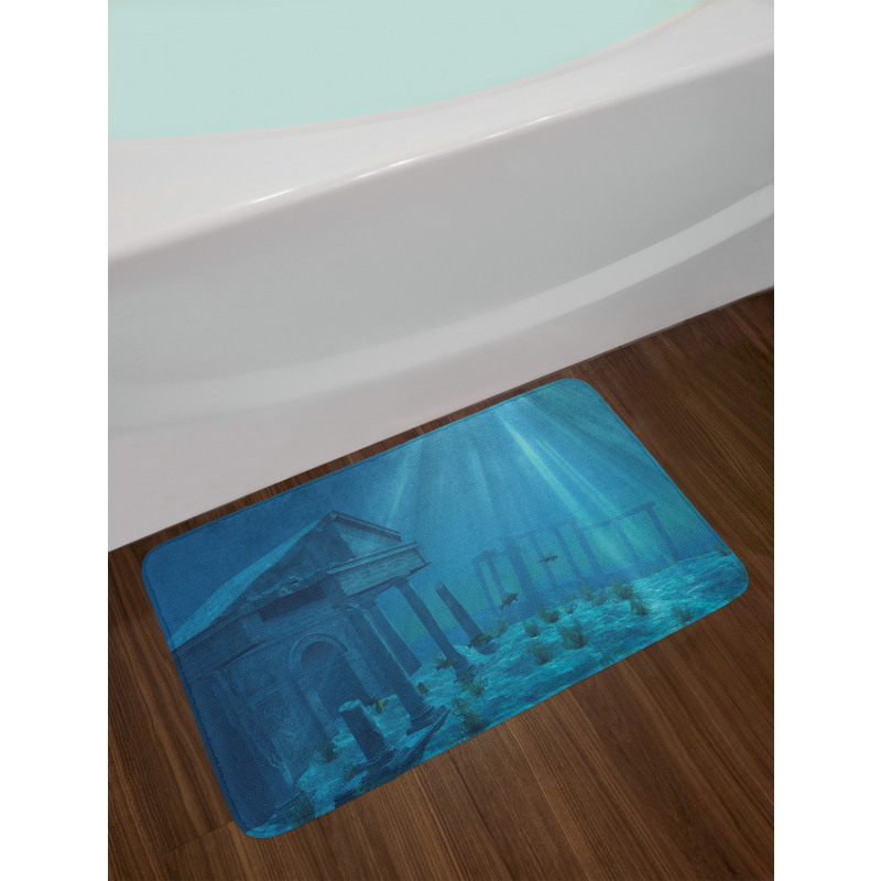 Sun Rays over Ruins Sea Bath Mat