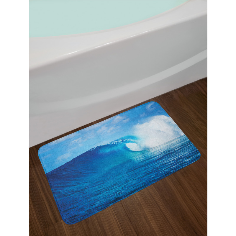 Cloudy Summer Sky Wavy Bath Mat