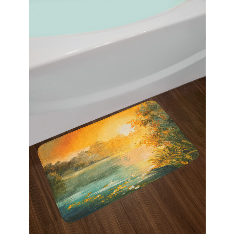 Retro Lake Scenery Art Bath Mat