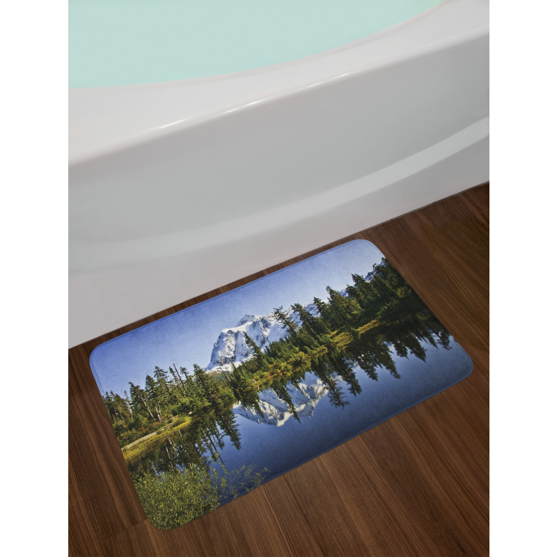 Tree and Snowy Nature Bath Mat