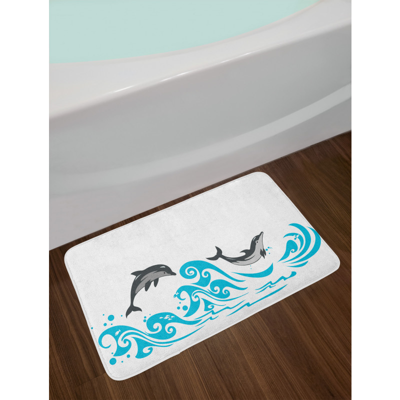 Big Fish Mammal Waves Art Bath Mat