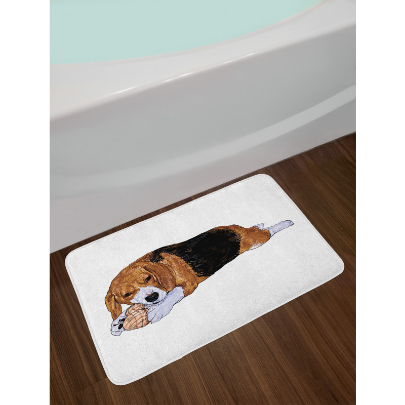 Dog with Toy Play Time Art Bath Mat