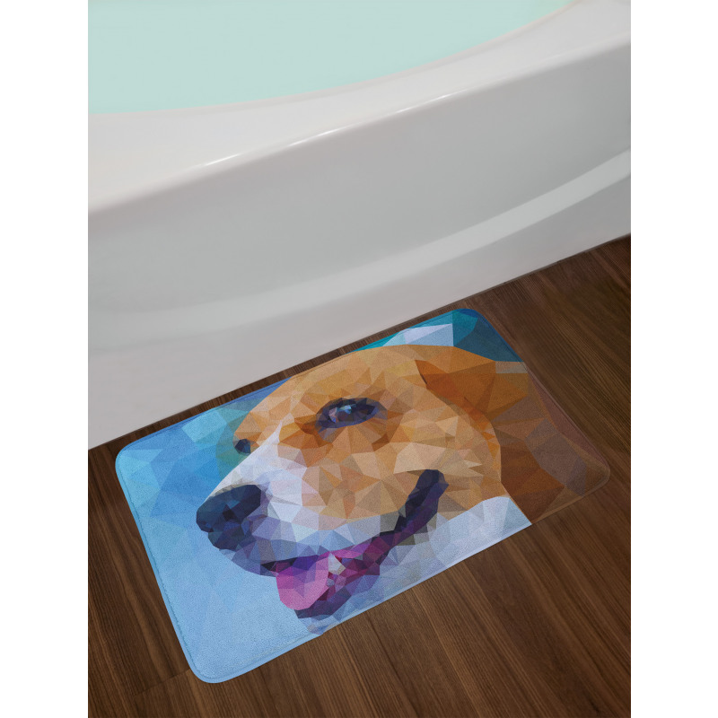 Low Poly Effect Curious Dog Bath Mat