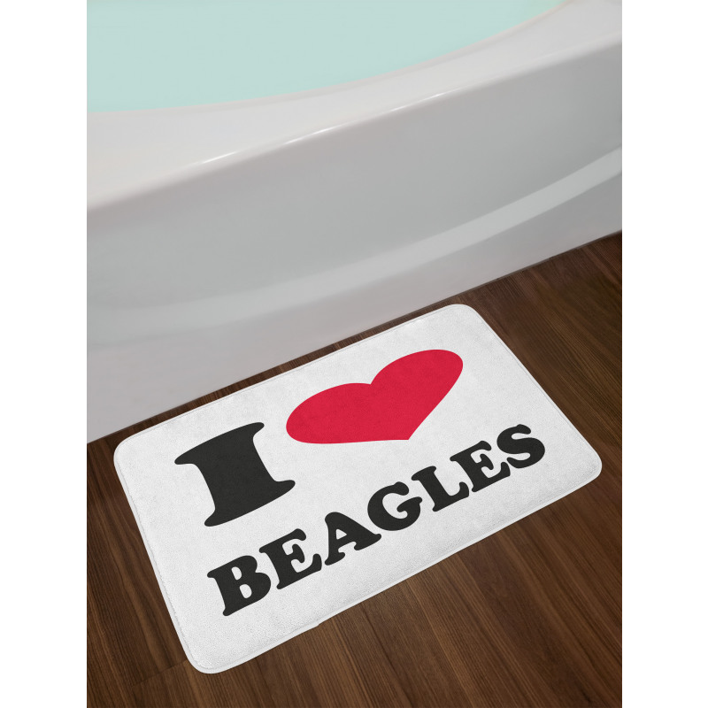 I Love Beagles Lettering Bath Mat