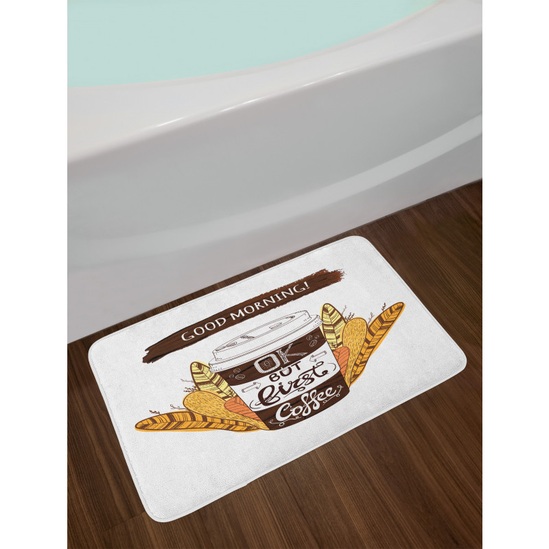 Cup and Leaves Bath Mat