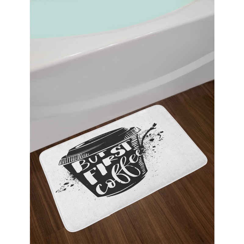 Black White Cup Bath Mat