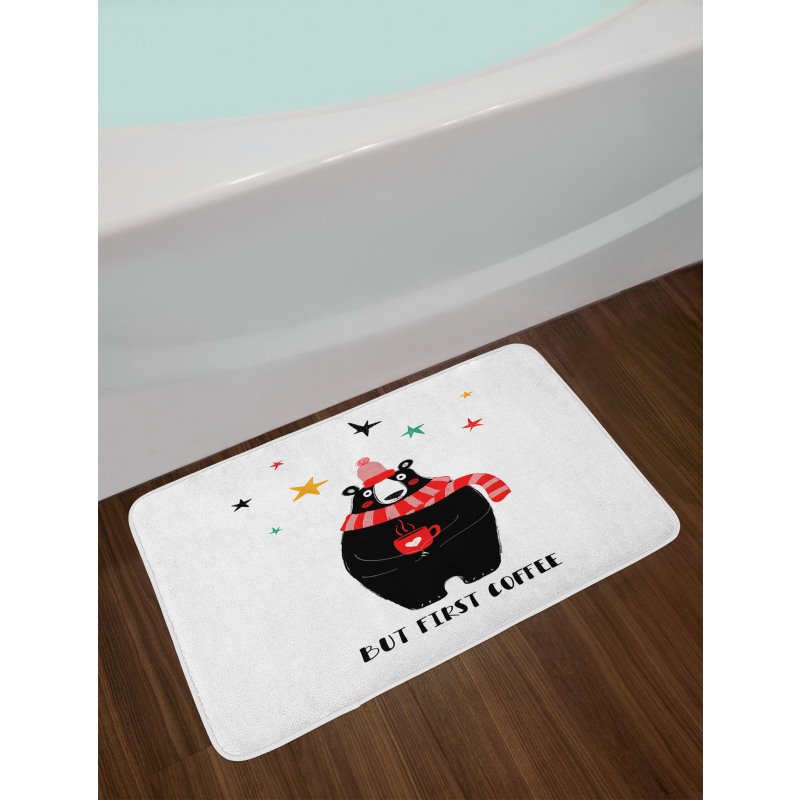 Bear Holding a Cup Bath Mat