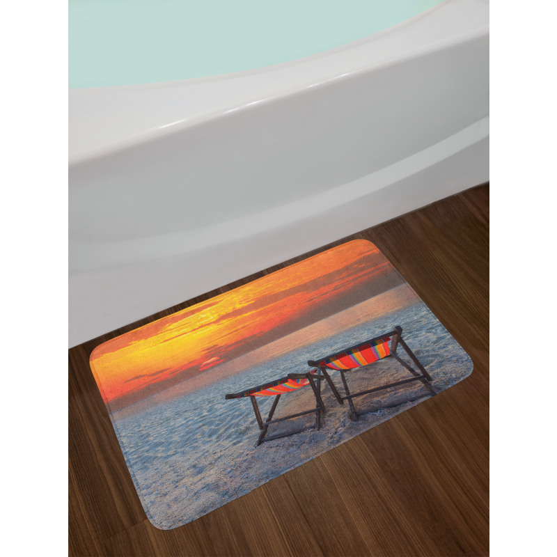 Beach with Colorful Sky Bath Mat