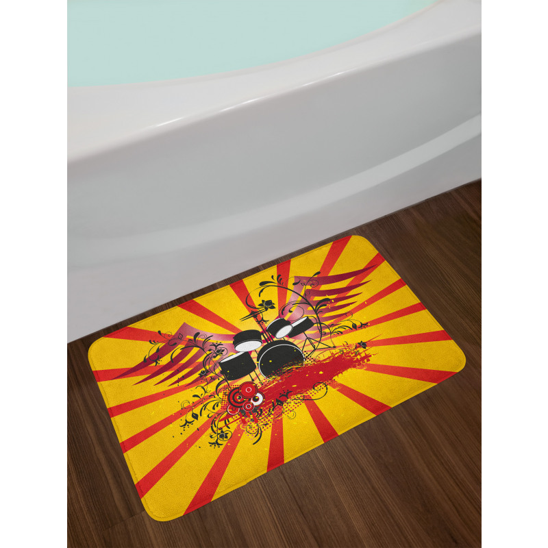 Grunge Style Music Equipment Bath Mat