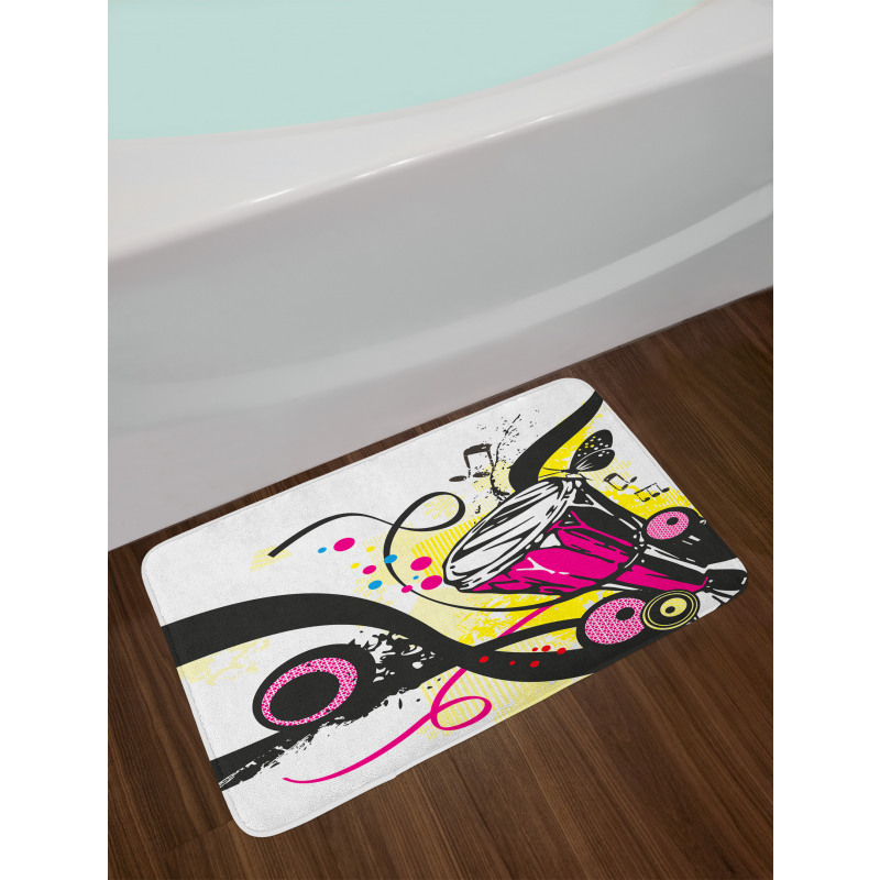 Retro Musical Abstract Art Bath Mat