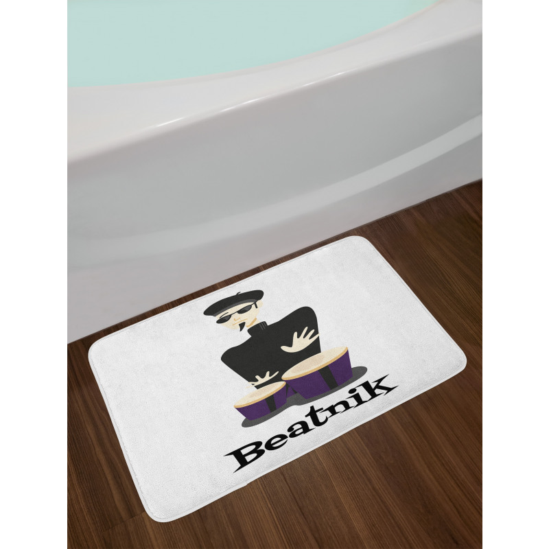 Beatnik Wording Cool Drummer Bath Mat