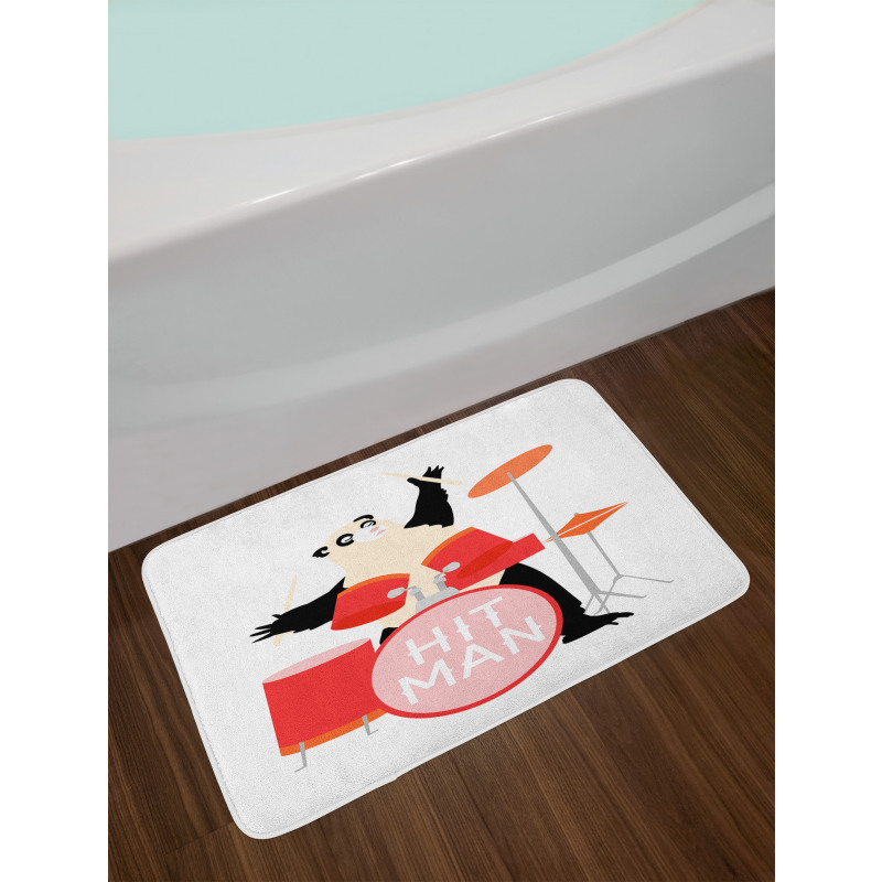 Whimsical Panda Hit Man Text Bath Mat