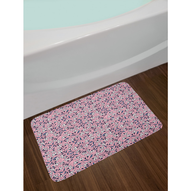 Delicate Floral Branches Bath Mat