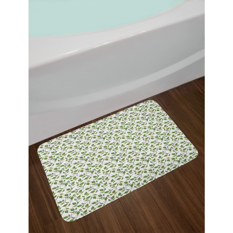 Leafy Flourishing Pattern Bath Mat