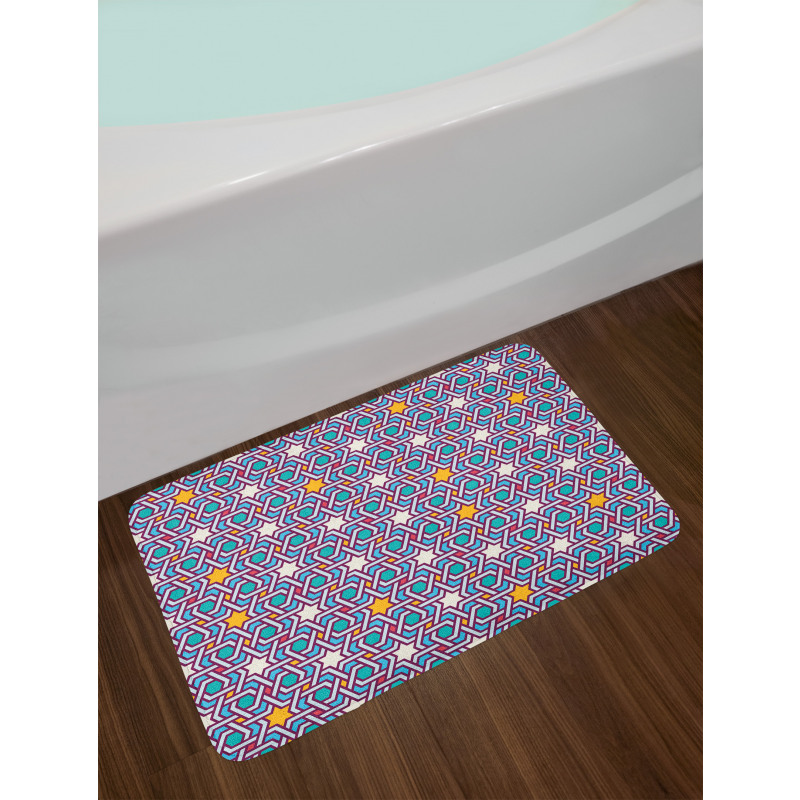 Geometric Stars Lines Bath Mat