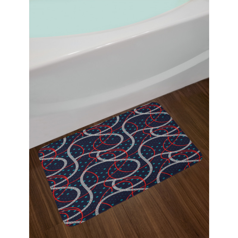 Polka Dots Ropes Graphic Bath Mat