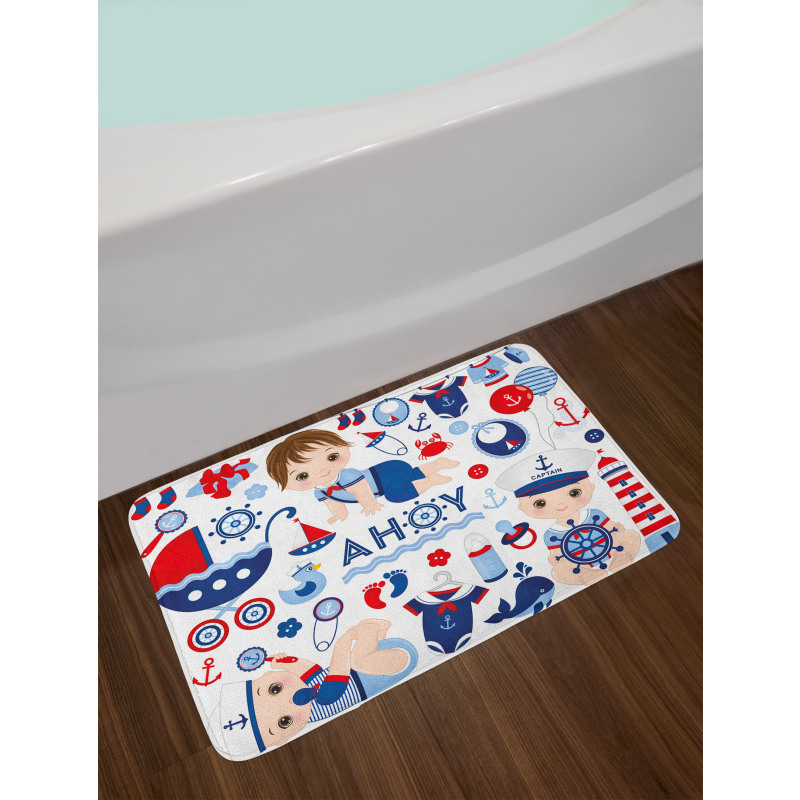 Sailor Babies Clothes Motif Bath Mat