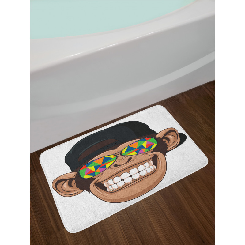 Hipster Monkey Glasses Bath Mat