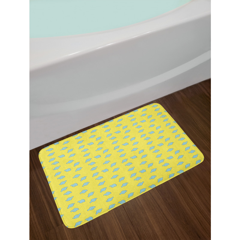 Cloud Cartoon Style Motifs Bath Mat