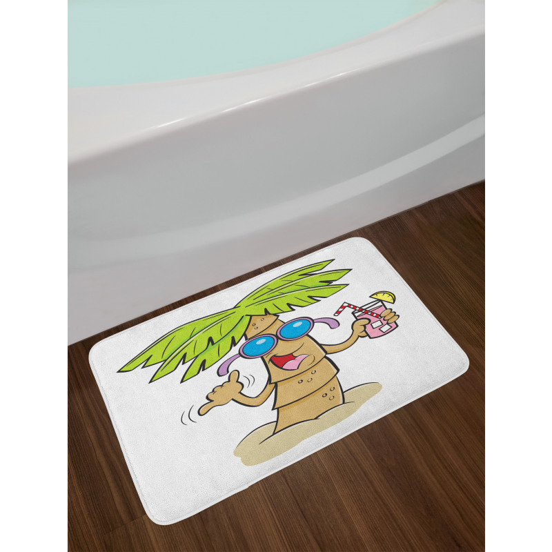 Fun Palm Tree Character Bath Mat