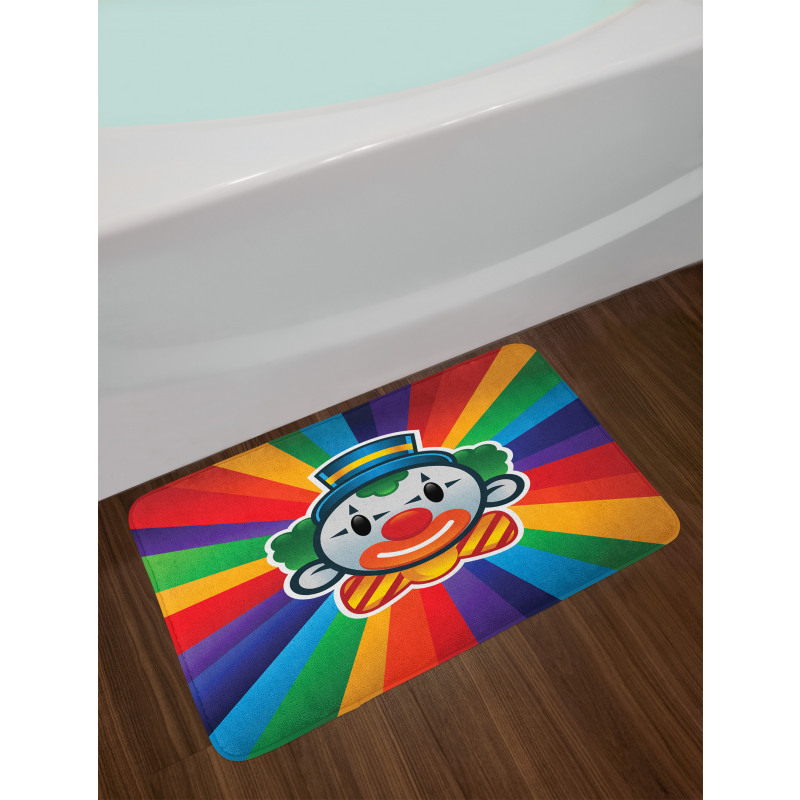 Clown Face Colorful Stripes Bath Mat