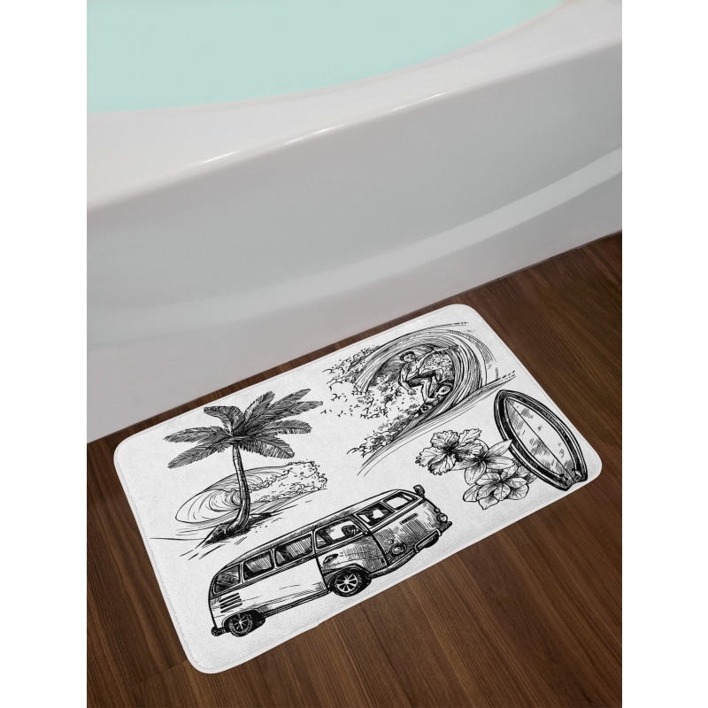 Surfboard Beach Van Bath Mat