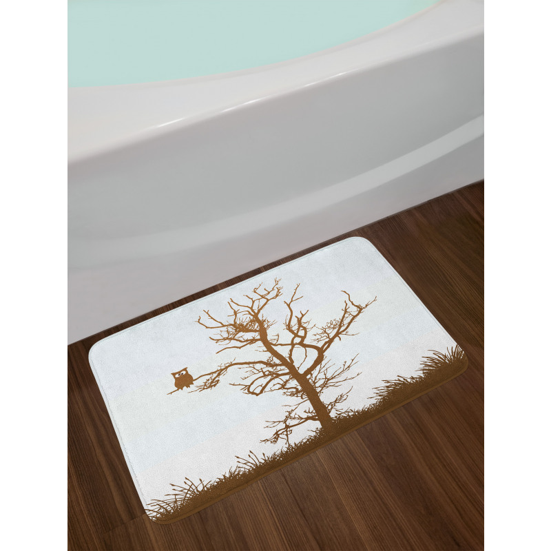 Owl Autumn Tree Branch Bath Mat
