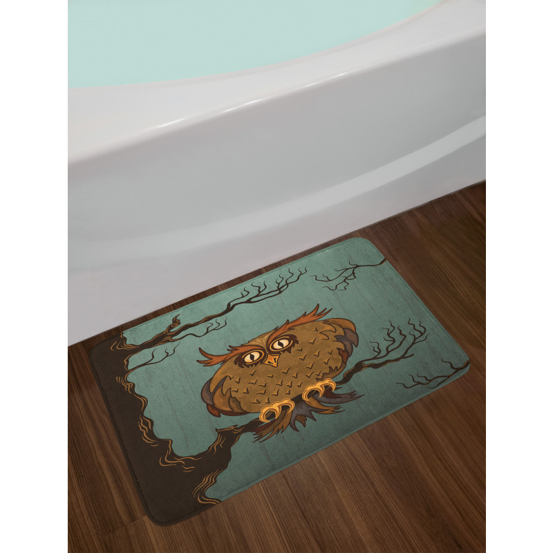 Tired Owl on Oak Tree Bath Mat
