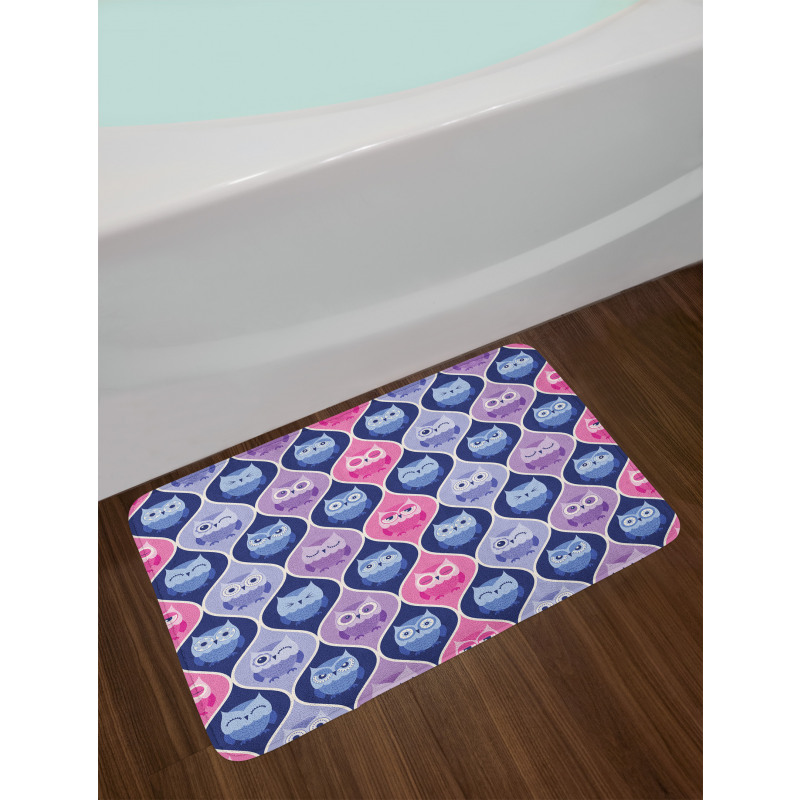 Vertical Sleeping Owls Bath Mat