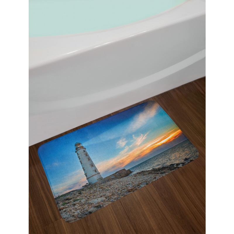 Lighthouse at Sunset Sea Bath Mat