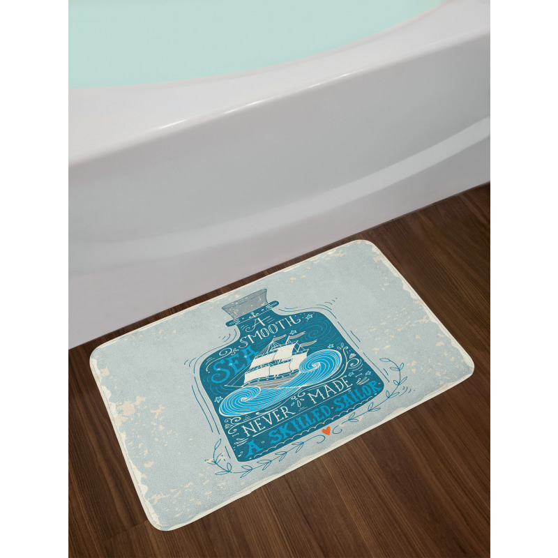 Bottle with Ship and Text Bath Mat