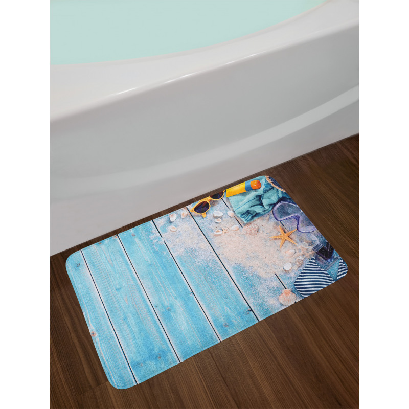 Beach Theme Elements Photo Bath Mat