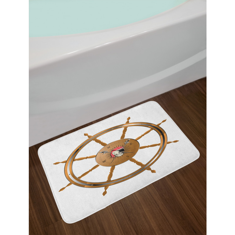 Pirate Sea Ship Wheel Bath Mat