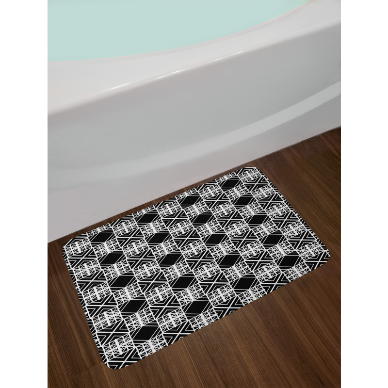 Artwork of Squares Stripes Bath Mat