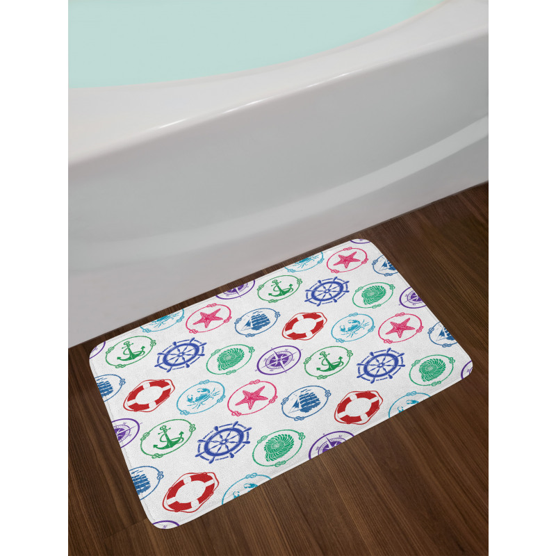 Wheel Compass Anchor Bath Mat