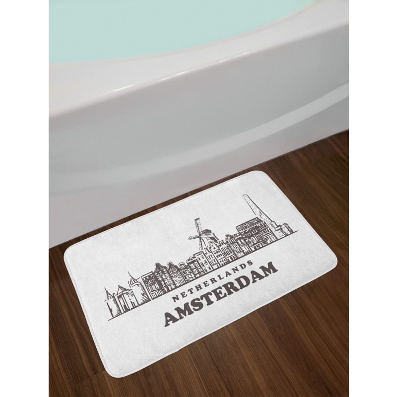 Netherlands City Skyline Bath Mat