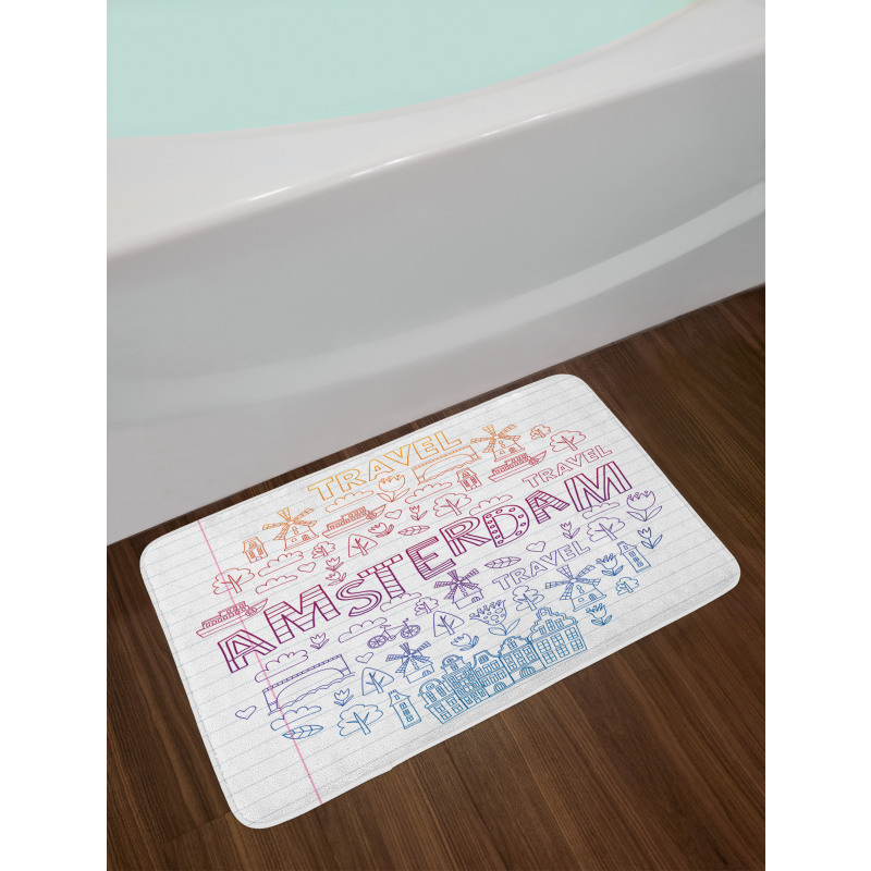 Doodle Style Elements Bath Mat