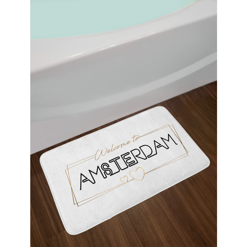 Cursive Text with Hearts Bath Mat