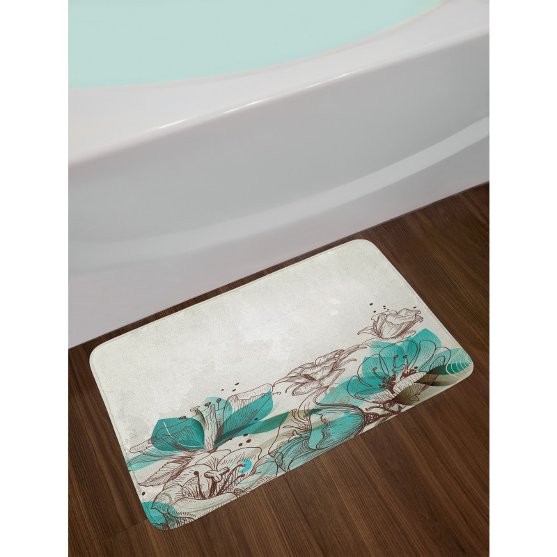 Retro Hibiscus Art Bath Mat