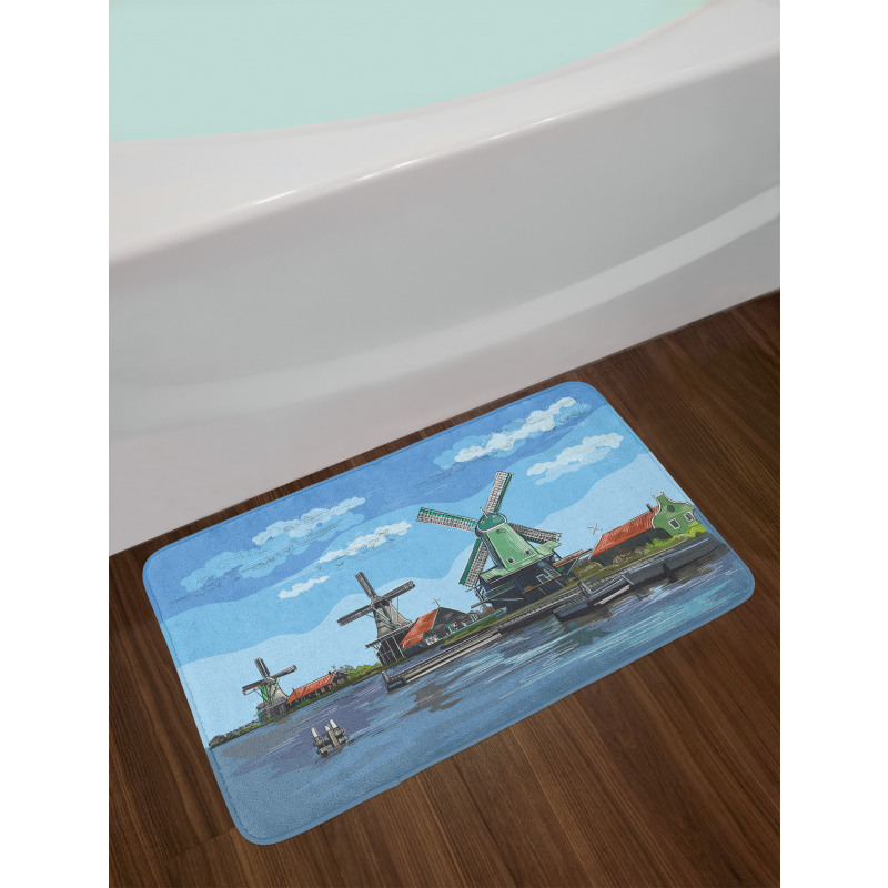 Cartoon Style Windmill Bath Mat