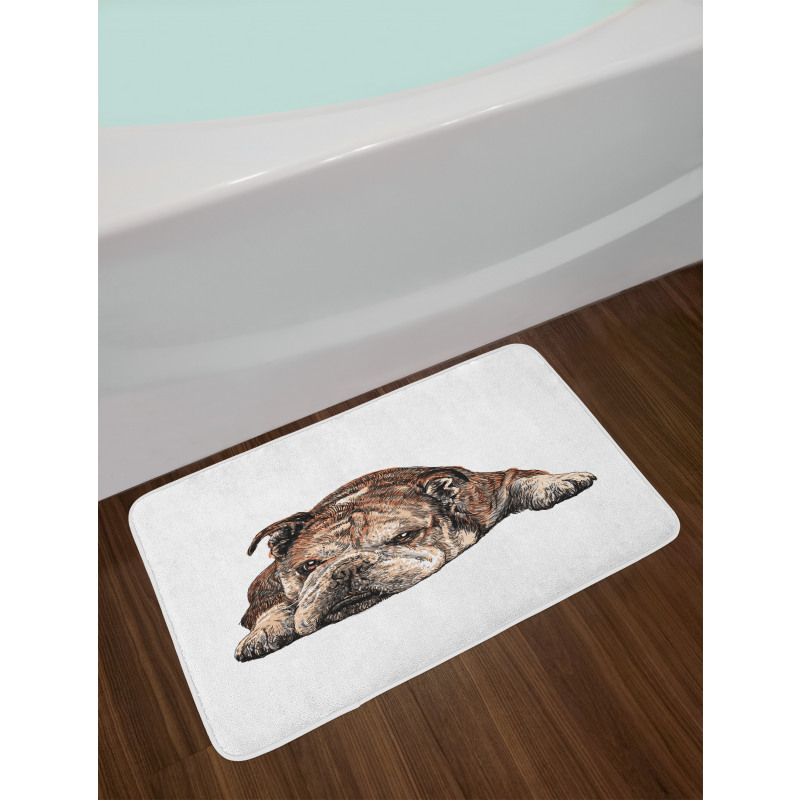 Single Hand Drawn Bulldog Bath Mat