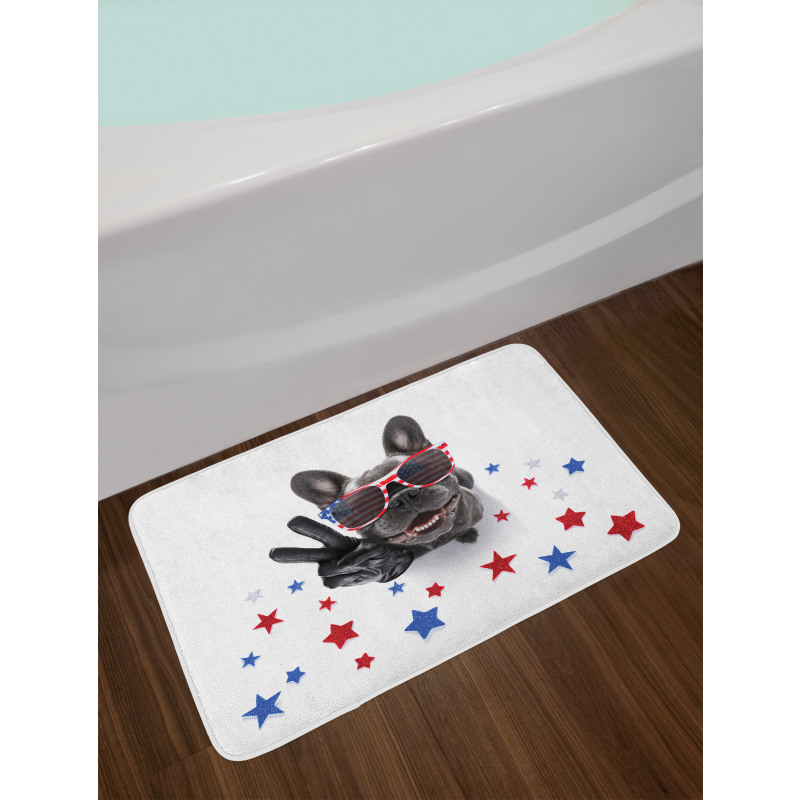 Top View Funny Dog Posing Bath Mat