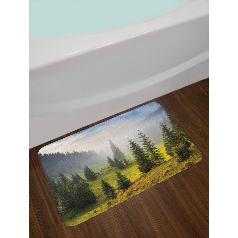 Green Trees on Meadow Bath Mat