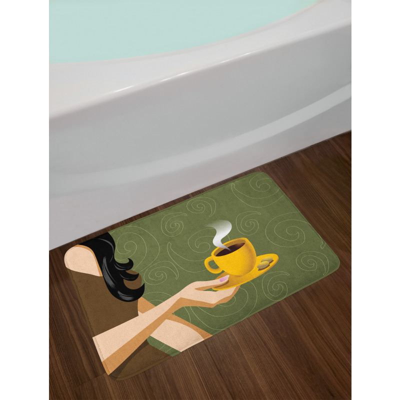 Woman Holding a Cup Cookies Bath Mat